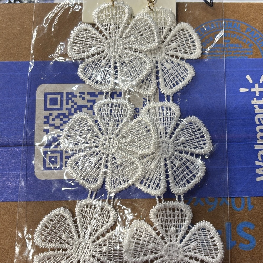 Elegant White Floral Lace Earrings